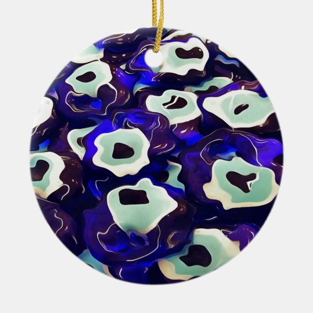 Turkiska Öga i Boncuk Shaped Amulet Bizarre Art Julgransprydnad Keramik (Framsidan)