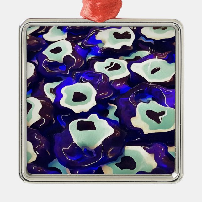 Turkiska Öga i Boncuk Shaped Amulet Bizarre Art Julgransprydnad Metall (Framsidan)