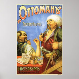 Turkiska OTTOMAN Cigarettes Tobacco Vintage Advert Poster