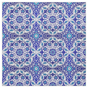 Turkiska ottomanska Iznik Blue Tile Motif Tyg