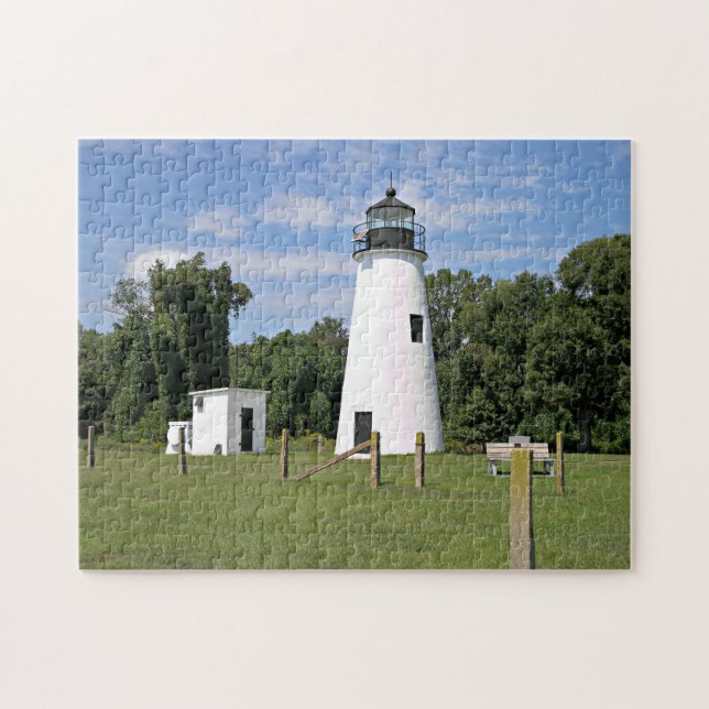 Turkiska Point Lighthouse, Maryland Jigszle Puzzle Pussel (Horisontell)