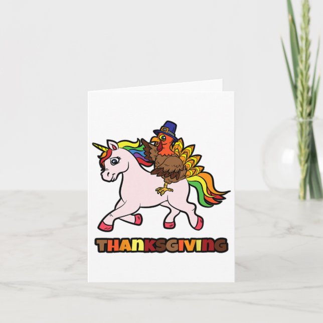 Turkiska riding Unicorn Thanksgiving Day Magic Fal Kort (Framsida)