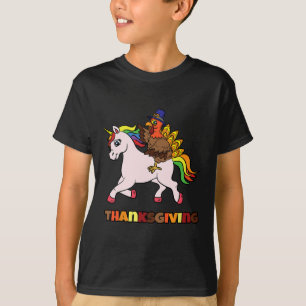Turkiska riding Unicorn Thanksgiving Day Magic Fal T Shirt