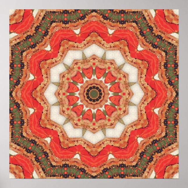 Turkiska Röda mandala Fyra Poster (Framsidan)