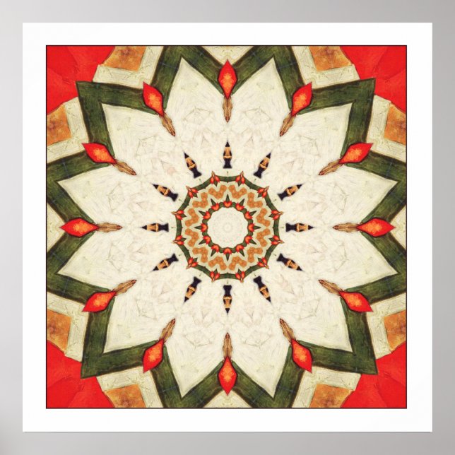 Turkiska Röda Mandala Poster (Framsidan)