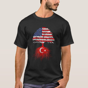 Turkiska rötter Turkiska amerikanska USA flagga Na T Shirt