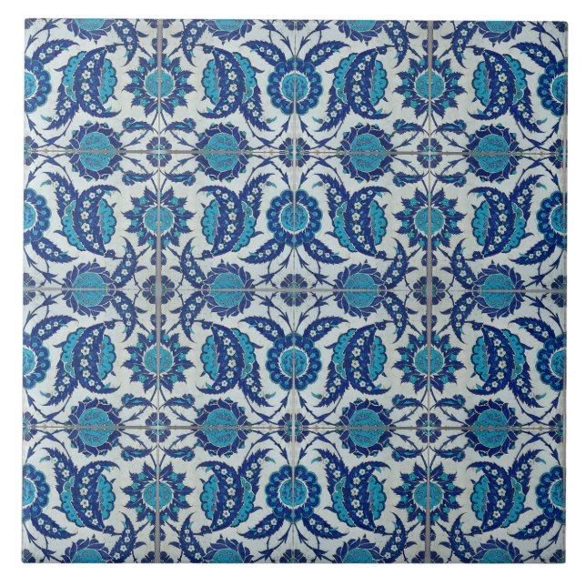 Turkiska Saz Lövs Ceramic Tile Kakelplatta (Framsidan)