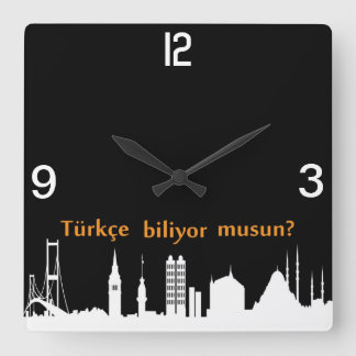 Turkiska Skyline Clock Fyrkantig Klocka