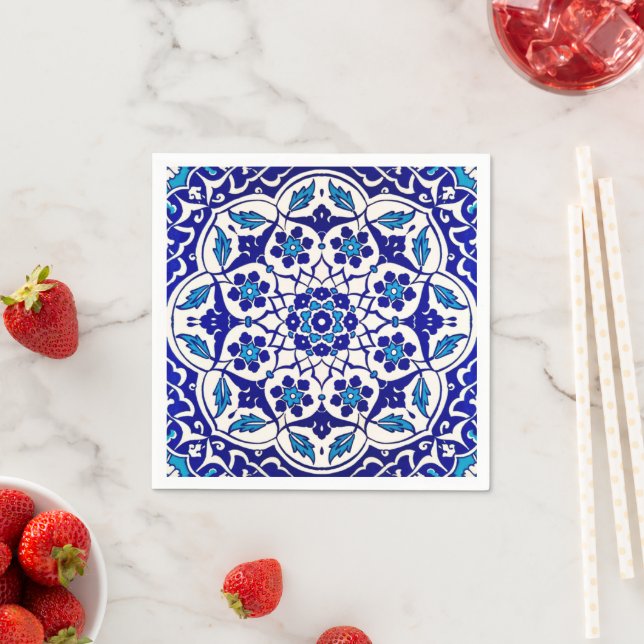 Turkiska tableware från Ottoman Iznik Indigo Party Pappersservett (Insitu)