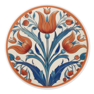 Turkiska tulpaner Blommigt Orange Grönt Iznik Flow Knopp