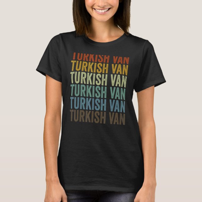 Turkiska Van Cat Retro T Shirt (Framsida)
