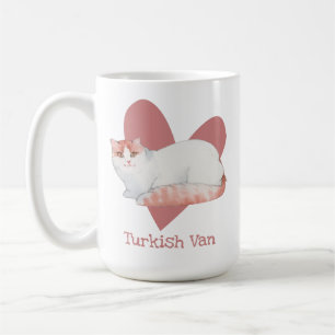 Turkiska Van Cat Watercolor Kattunge Rosa Heart Kaffemugg