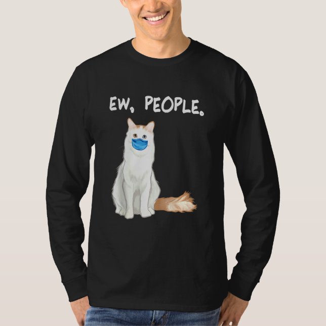 Turkiska Van Ew People Cat Wearing Ansikte Mask T Shirt (Framsida)
