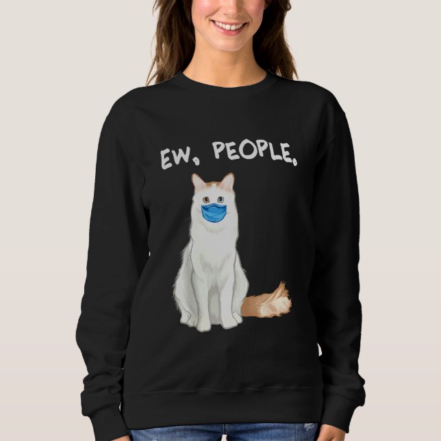 Turkiska Van Ew People Cat Wearing Ansikte Mask T Shirt (Framsida)