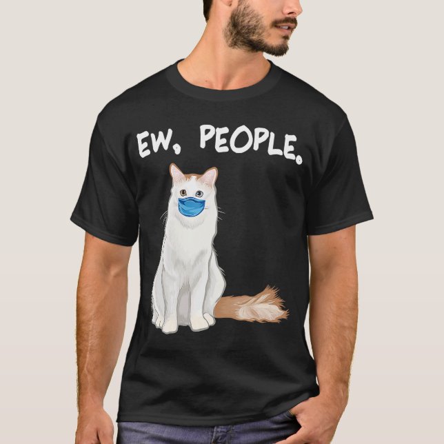 Turkiska Van Ew People Cat Wearing Ansikte Mask T Shirt (Framsida)