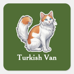 Turkiska Van Fyrkantigt Klistermärke