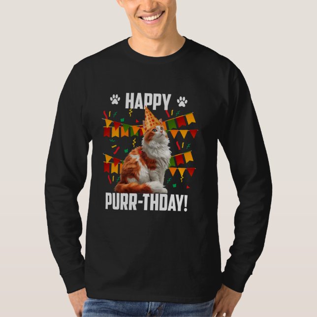 Turkiska Van LYCKLIG PURR-THDAY! Funny Turkiska Va T Shirt (Framsida)