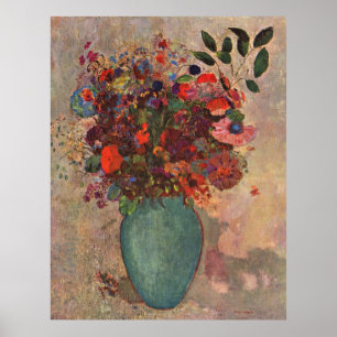 Turkiska Vas efter Odilon Redon, Vintage Flowers A Poster