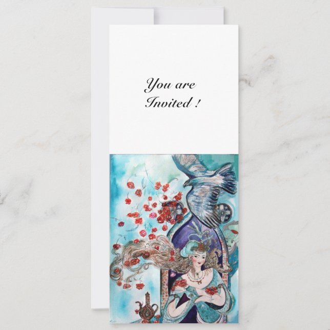 TURKISKT SAGOSPEL ,ljusröd blå vit Inbjudningar (Framsida)