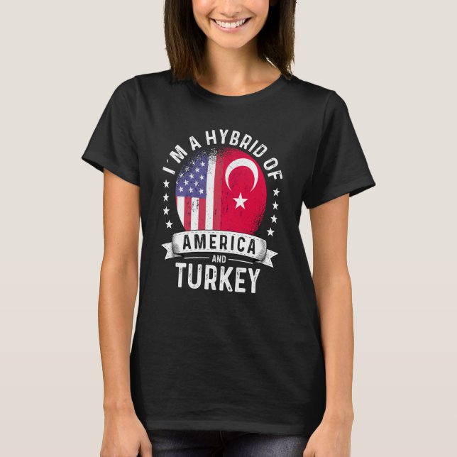 Turkiye American Patriot Grown Flagga Humor T Shirt (Framsida)