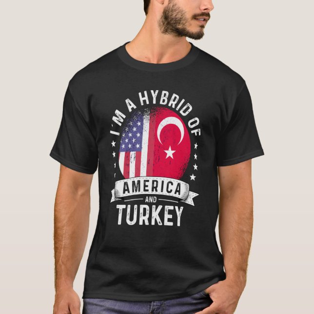 Turkiye American Patriot Grown Flagga Humor T Shirt (Framsida)