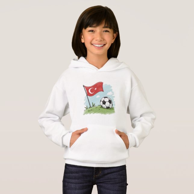 Türkiye flag and crayon-style soccer ball t shirt (Hel framsida)