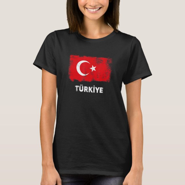 Türkiye Flagga Turkiet Flagga 1 T Shirt (Framsida)