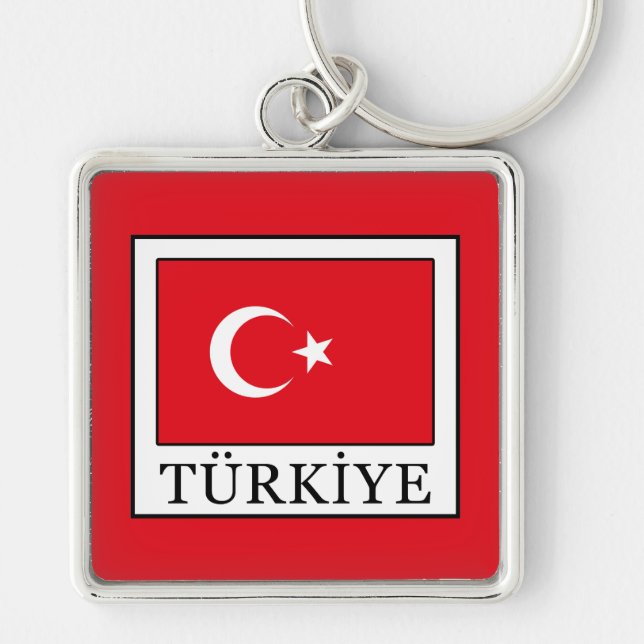 Türkiye Fyrkantig Silverfärgad Nyckelring (Framsidan)