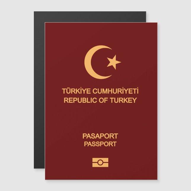 Türkiye passport magnetisk inbjudningskort (Fram/baksida)