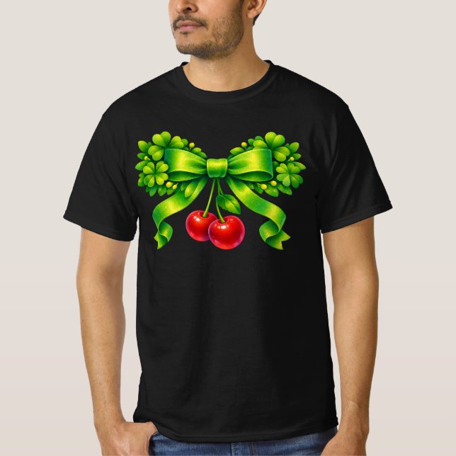 Turklöverbåge med körsbär Grön design T Shirt (Framsida)