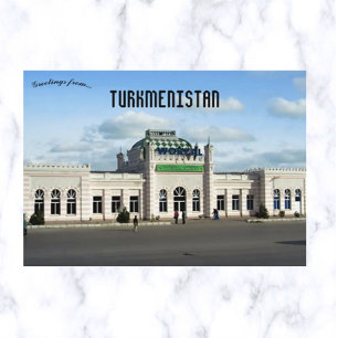 Turkmenbashi järnvägsstation i Turkmenistan Vykort
