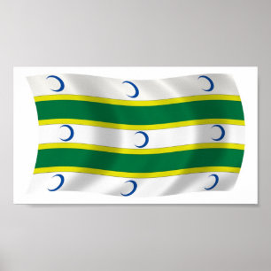 Turkmeniska Flagga Poster Skriv ut