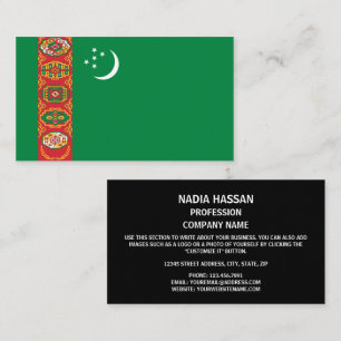 Turkmeniska Flagga, Turkmenistans Flagga Visitkort
