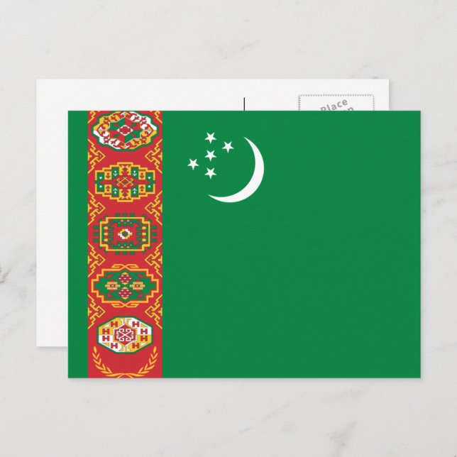 Turkmeniska Flagga, Turkmenistans Flagga Vykort (Fram/baksida)