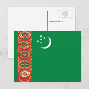 Turkmeniska Flagga, Turkmenistans Flagga Vykort