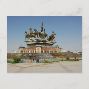 Turkmenistan - Ashgabat - Hästar Fontän Vykort