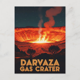 Turkmenistan Darvaza Gas Crater Travel Vykort