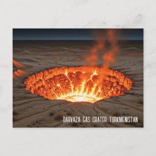 Turkmenistan Darvaza Gas Crater Travel Vykort