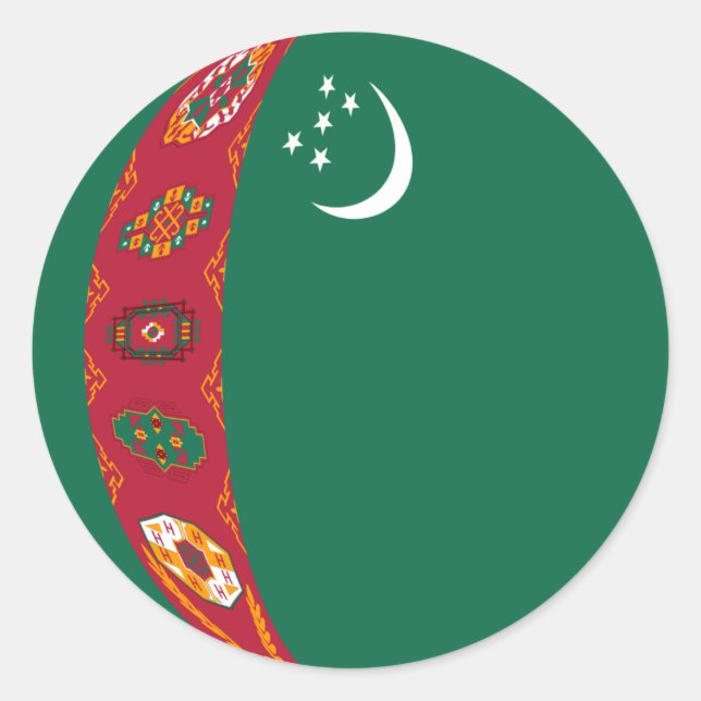 Turkmenistan Fisheye Flagga Klistermärke (Framsida)