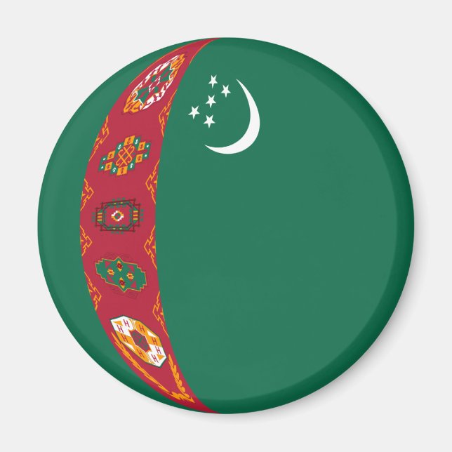 Turkmenistan Fisheye Flagga Magnet (Framsidan)
