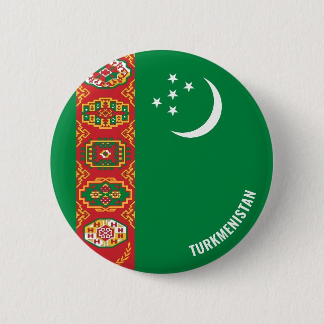 Turkmenistan Flagga Cute Patriotic Knapp (Framsida)