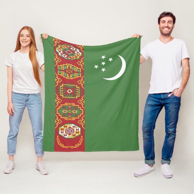 Turkmenistan flagga fleecefilt (På plats)