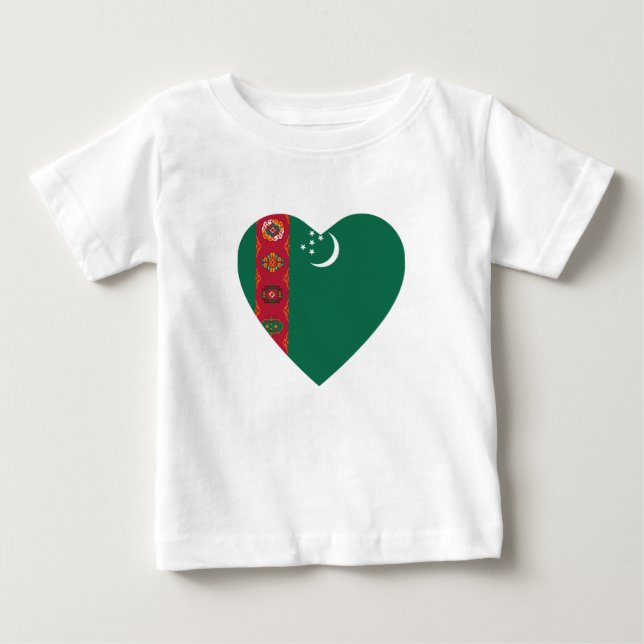Turkmenistan Flagga Heart T-Shirt (Framsida)