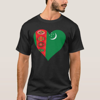 Turkmenistan Flagga Heart Turkmenistan Kärlek Turk T Shirt