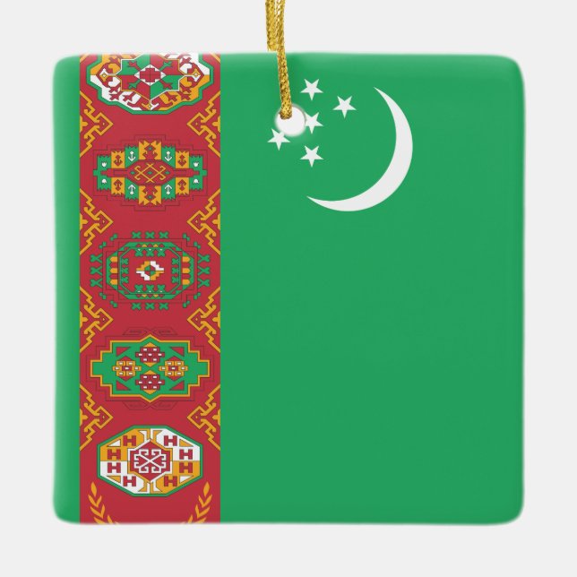 Turkmenistan Flagga Julgransprydnad Keramik (Framsida)