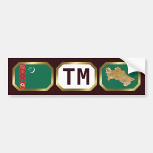 Turkmenistan Flagga Karta Code Bumper Sticker Bildekal