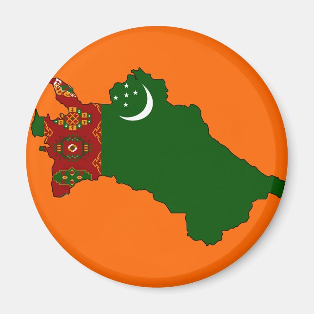 Turkmenistan flagga karta magnet (Framsidan)