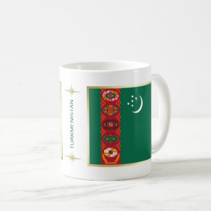 Turkmenistan Flagga + Karta Mugg