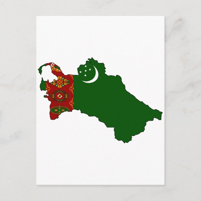 Turkmenistan flagga karta vykort (Framsida)