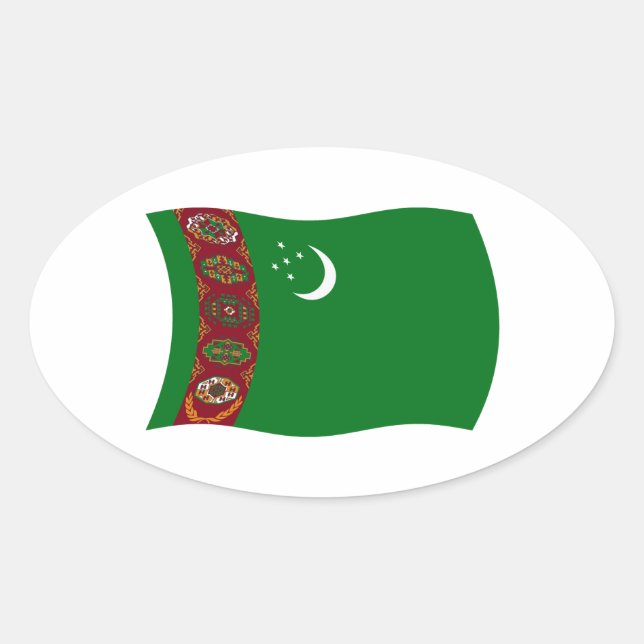 Turkmenistan Flagga Klistermärke (Framsida)